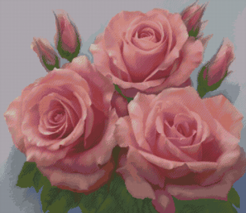 Акварельные розы, схема для вышивания