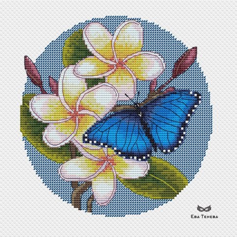 Тропическая бабочка, схема для вышивки