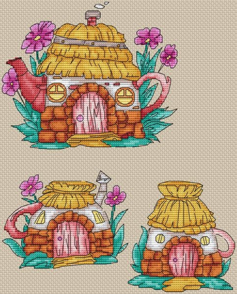 Весенний чай, схема для вышивки