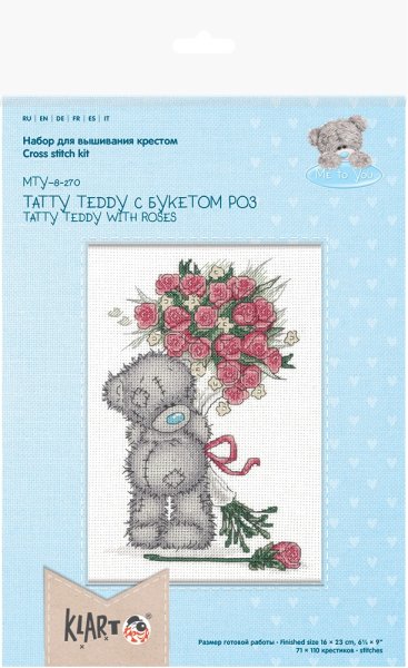 Tatty Teddy с букетом роз, набор для вышивания