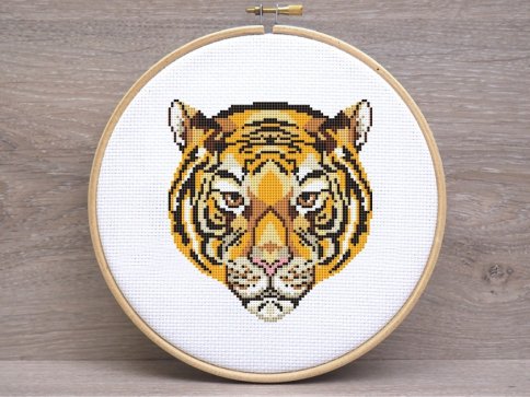 Тигр, схема для вышивки крестом