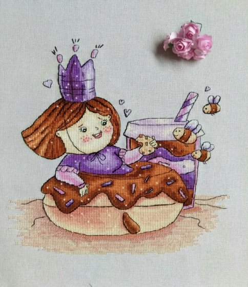 Принцесса пончиков, схема для вышивки