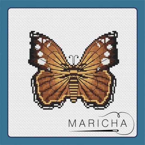 Бабочка Тигровая сильвия, схема для вышивки крестом