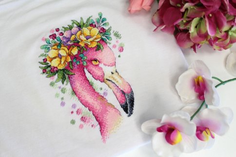 Летний фламинго, набор для вышивания