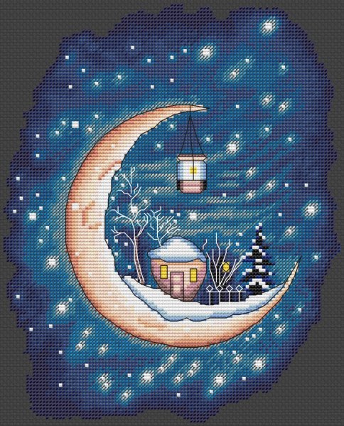 Зимняя луна, схема для вышивания