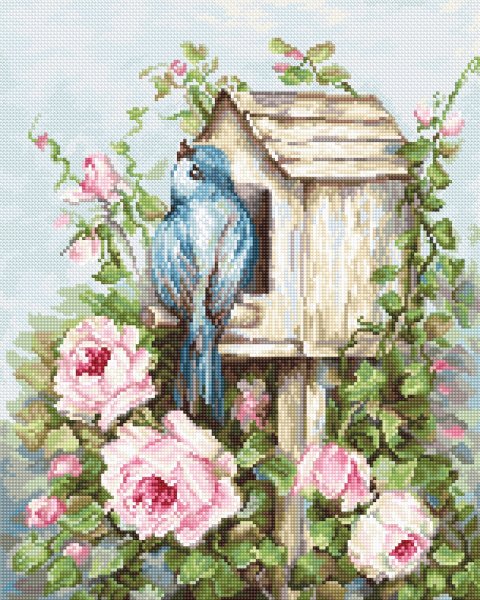 Птичий дом и розы, набор для вышивания