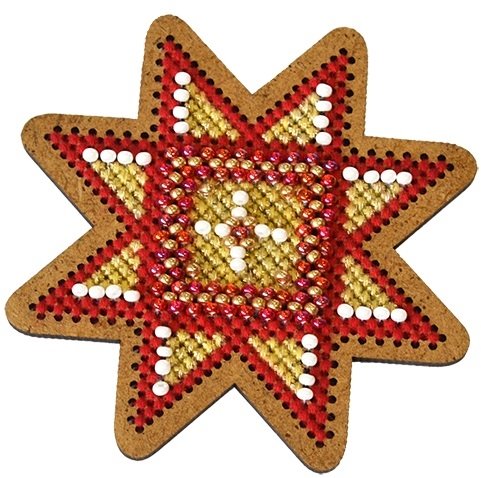 Новогодняя игрушка "Золотая звезда", набор для вышивания