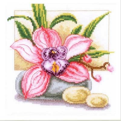 Розовая орхидея, набор для вышивания