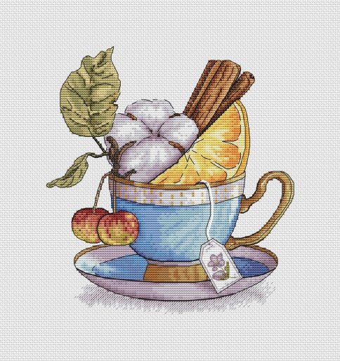 Зимний чай, схема для вышивки крестом