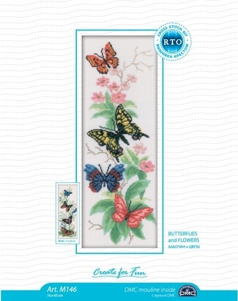 Бабочки и цветы, набор для вышивания