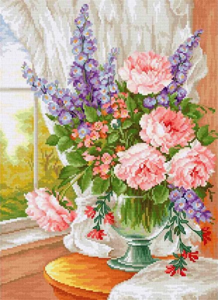 Цветы у окна, набор для вышивания крестом