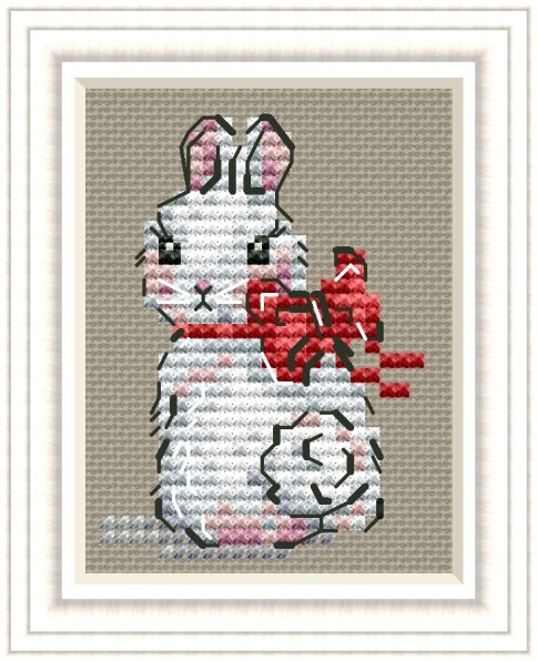 Кролик S, схема для вышивки