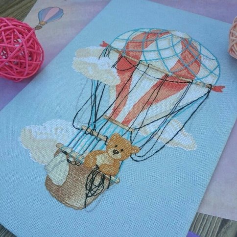 Мишка на шаре, схема для вышивки