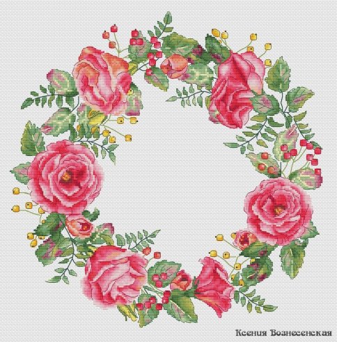 Схема вышивки «венок из роз» (№) - Вышивка крестом