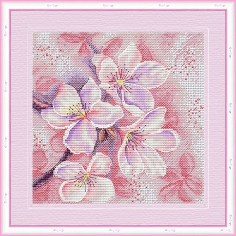 Цветение сакуры, схема для вышивания
