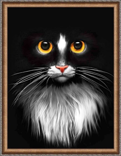 Черный кот, алмазная мозаика