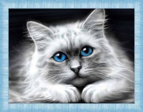 Голубоглазая кошка, алмазная мозаика