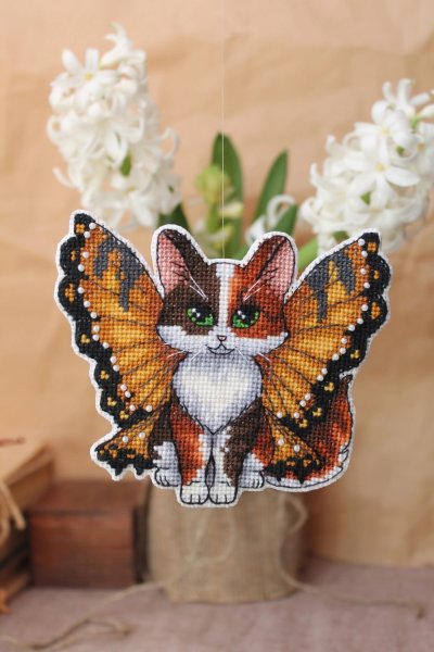 Котик бабочка, схема для вышивания