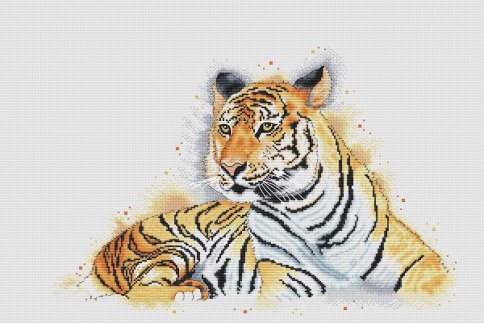 Акварельный тигр, схема для вышивки