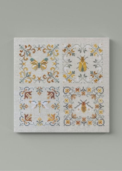 Жук, стрекоза, бабочка, пчела, схема для вышивания