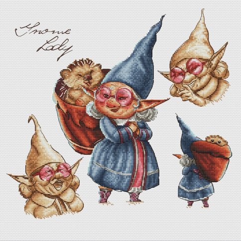 Gnome Lady, схема для вышивки