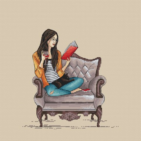 Relax and read, схема для вышивки