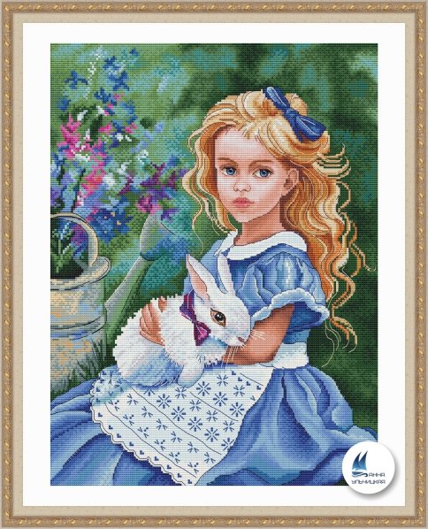 Алиса и белый кролик, схема для вышивки