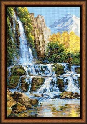 Пейзаж с водопадом, набор для вышивания