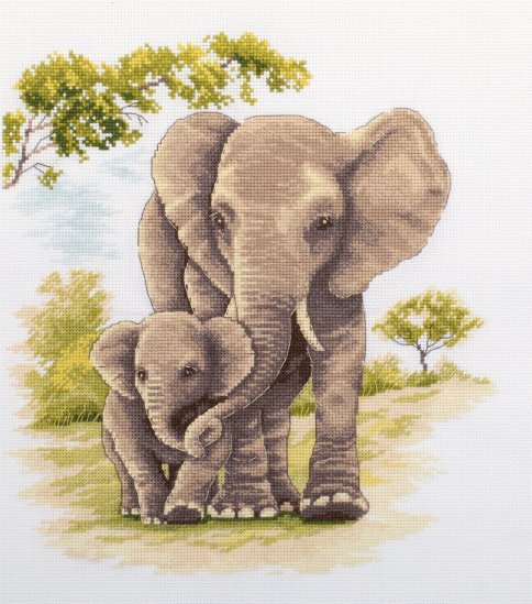 Мать и дитя. Слоны, набор для вышивания