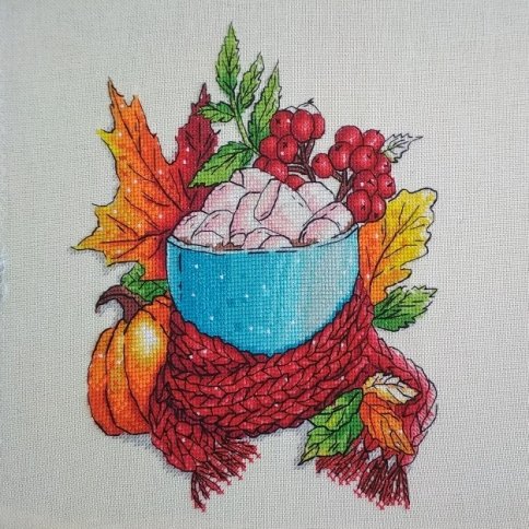 Осенняя чашка, схема для вышивки