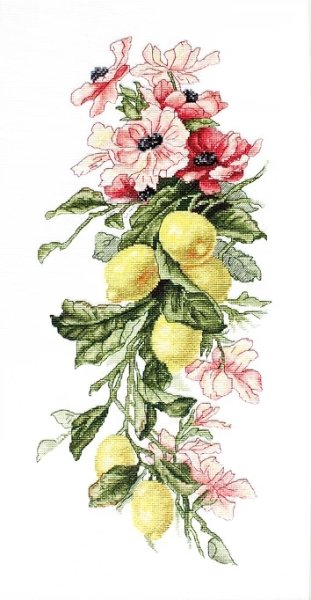 Цветы и лимоны, набор для вышивания