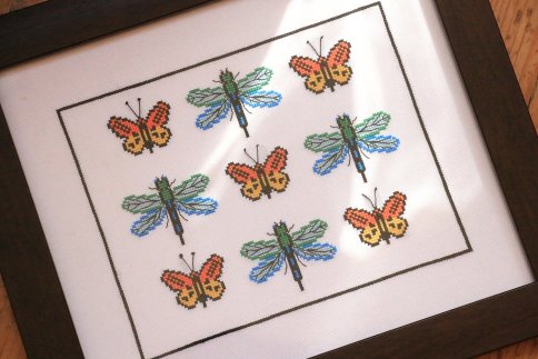 Бабочки и Стрекозы, схема для вышивки