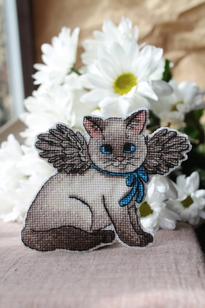 Котик ангелок, схема для вышивания