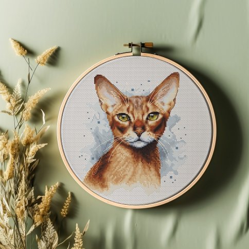 Абиссинская кошка, схема для вышивки крестиком