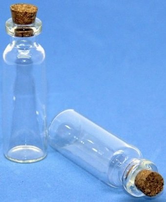 Стеклянная бутылочка с пробкой, 1,6х5,1см, 5,0мл, 5шт