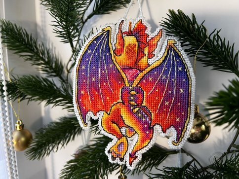 Огненный дракон, схема для вышивки крестом