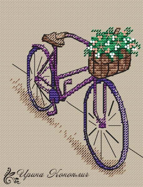 Велосипед весны, схема для вышивки