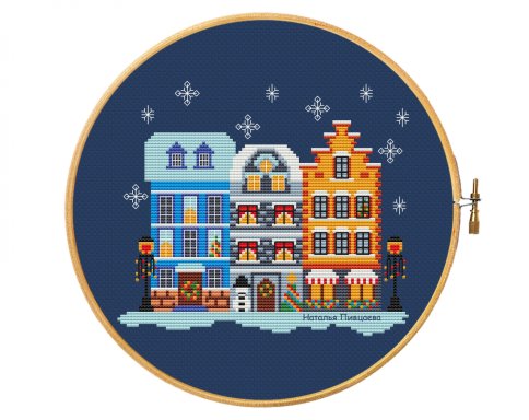 Рождество в Амстердаме, схема для вышивки