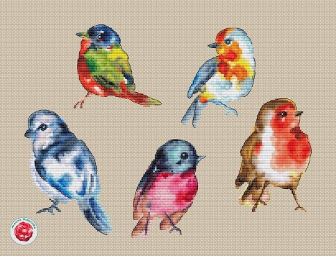Птички, схема для вышивания
