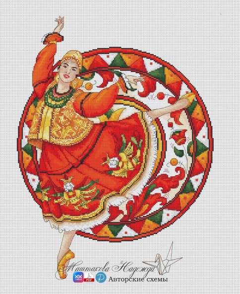 Пермогорская роспись, схема для вышивания