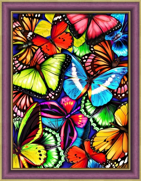 Яркие бабочки, алмазная мозаика