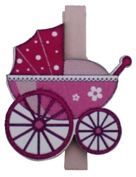 Набор декоративных прищепок "Розовая коляска"