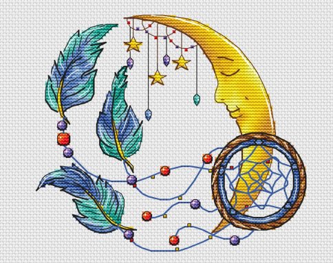 Лунный ловец снов, схема для вышивки крестиком
