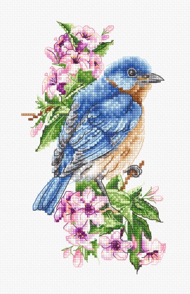 Синяя птица на ветке, набор для вышивания