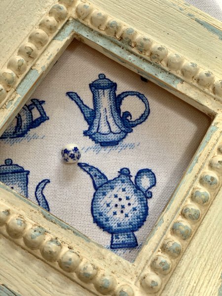 Синие чайнички, схема для вышивания