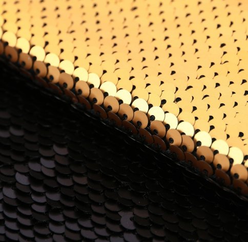 Ткань для пэчворка "Матово-черная и золотая", пайетки