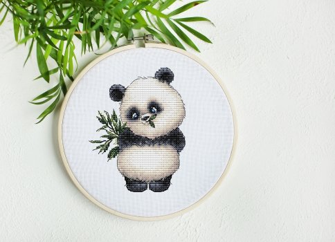 Милый панда, схема для вышивки