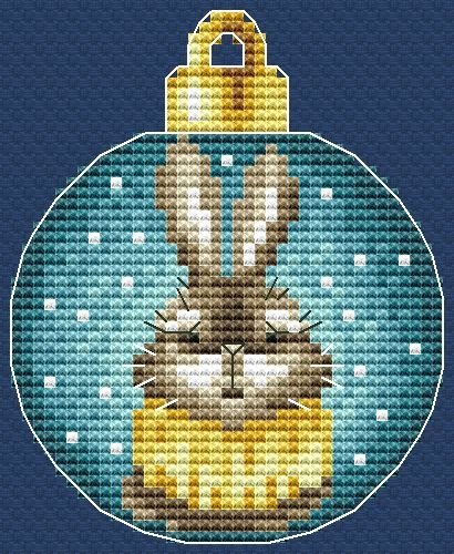  Новогодний шар. Кролик, схема для вышивания