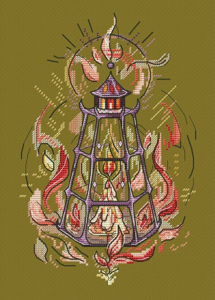 Фонарь-маяк, схема для вышивки