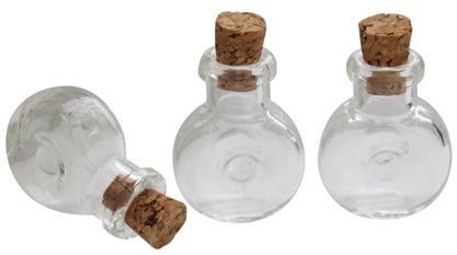 Бутылочка стеклянная с пробкой, 2,0х2,5х0,6см, 3шт